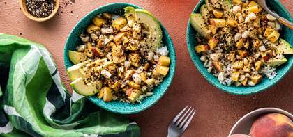 Fresh Peach Poke Bowls with Macadamia Nuts & Nori