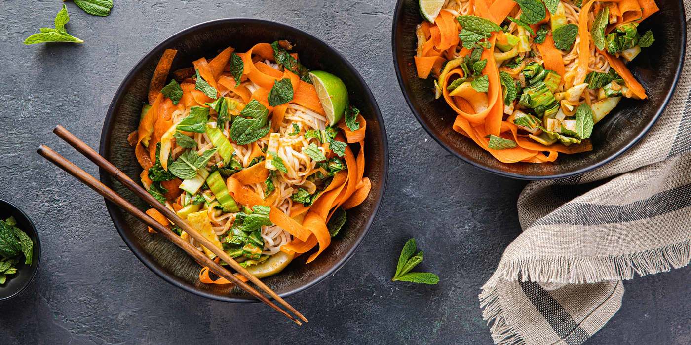 Spicy Red Curry Coconut Noodles with Bok Choy & Carrots