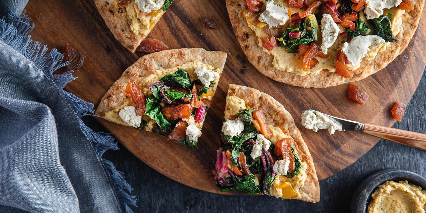 Mediterranean Flatbreads with Apricots & Cashew Cheese