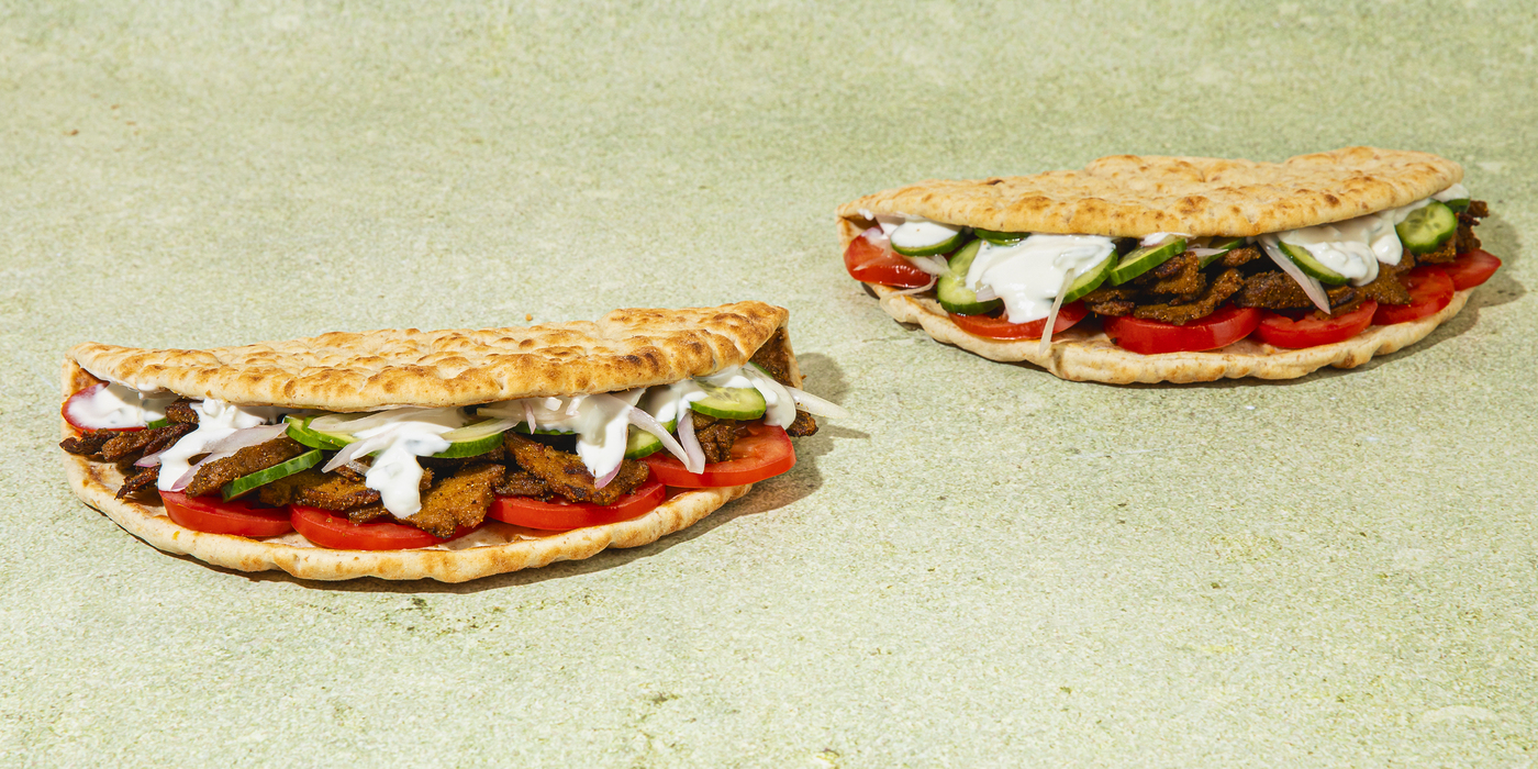 Seitan Gyros quick pickles, tomato, tzatziki