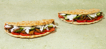 Seitan Gyros quick pickles, tomato, tzatziki