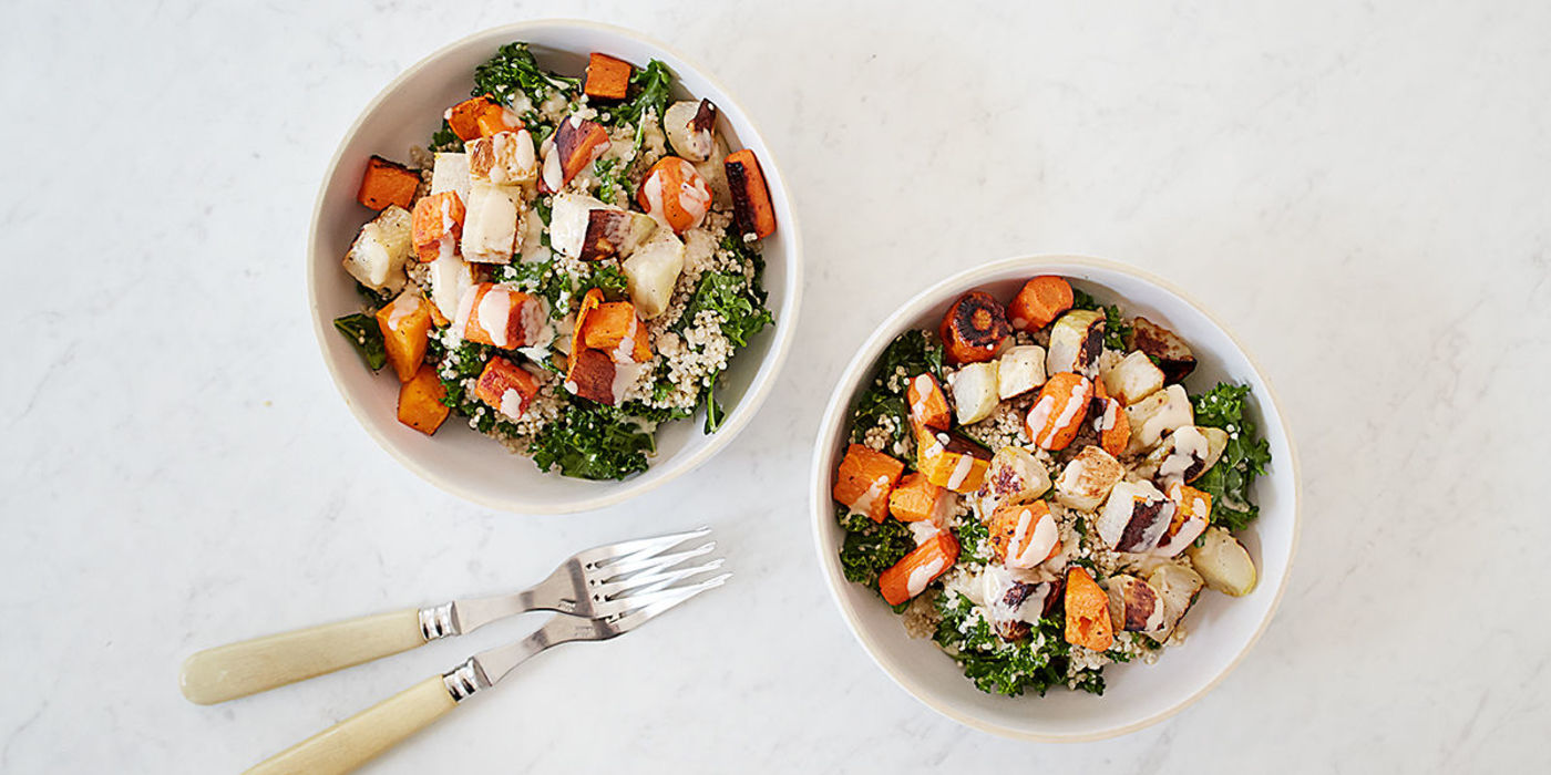 Kale and Quinoa Bowl with Tahini Drizzle