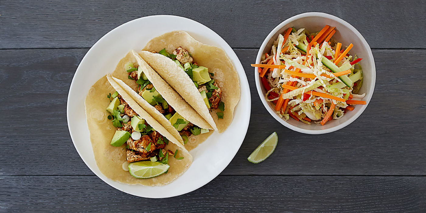 Tofu Chorizo Tacos with Mexican Slaw