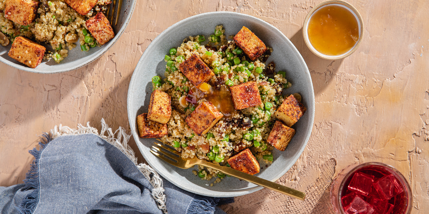 Tandoori Spiced Tofu with Apricot Quinoa Pilaf & Mango Chutney