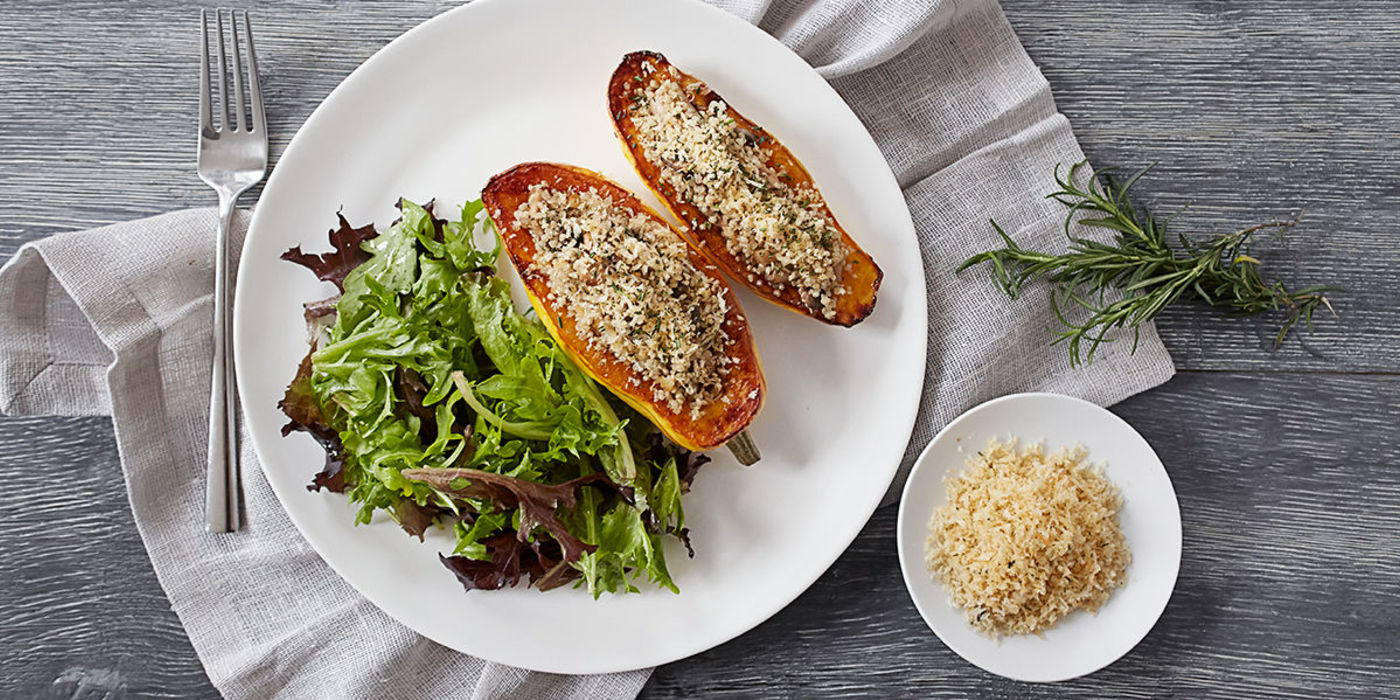 Stuffed Delicata Squash with Green Salad