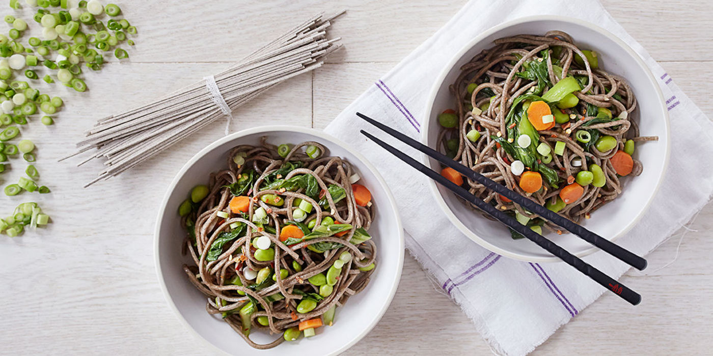 Soba Noodles with Bok Choy and Edamame