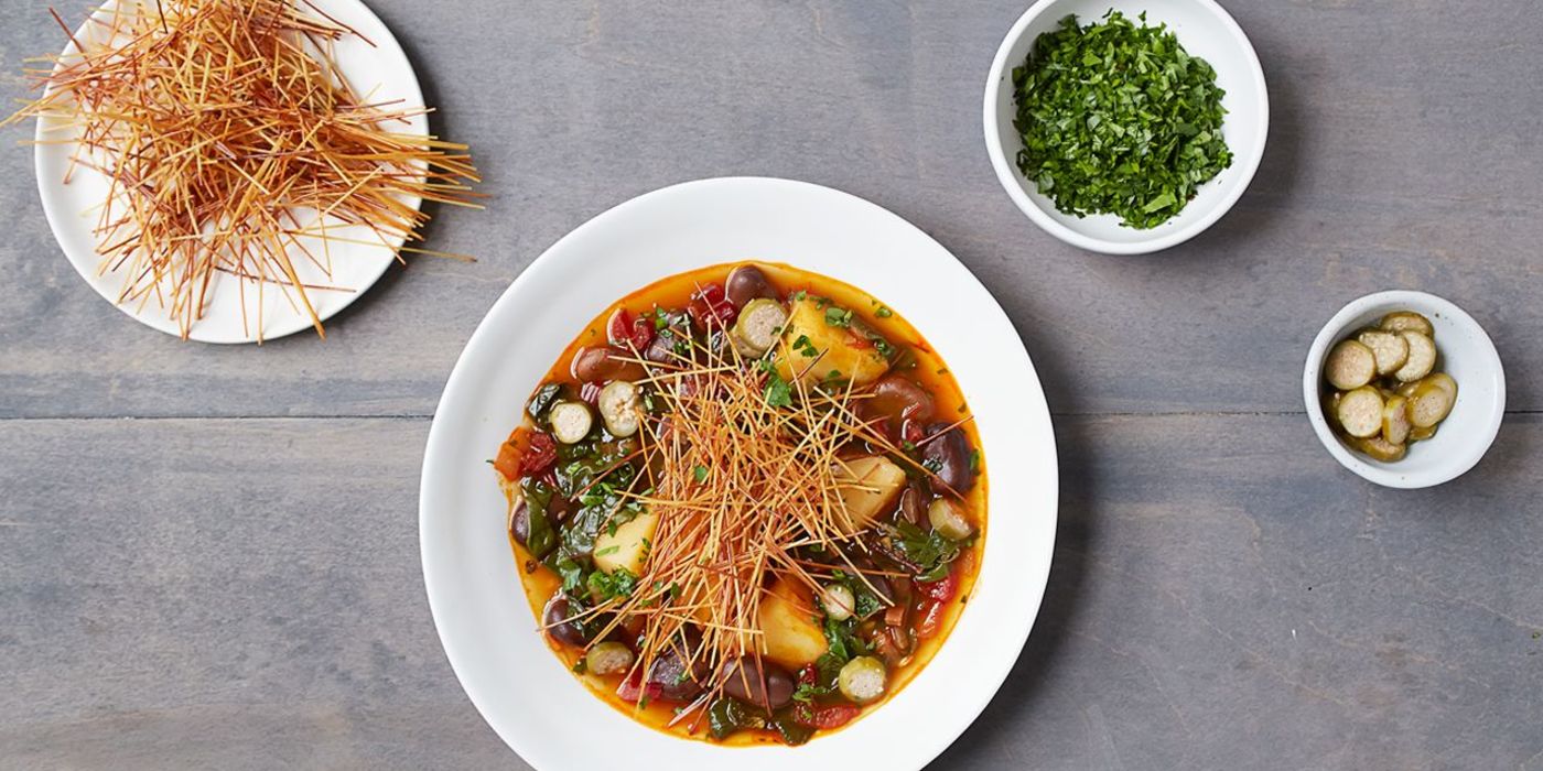 Catalan Vegetable Stew with Crisp Fideos