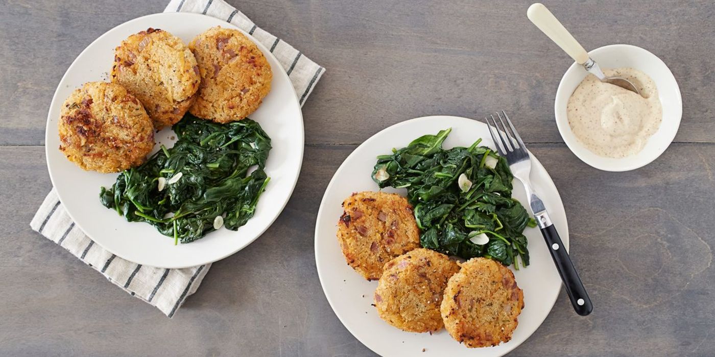 Crisp Rutabaga Rösti with Garlicky Balsamic Spinach