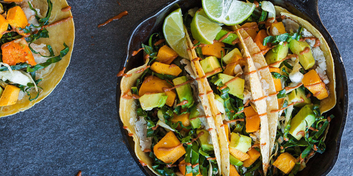 Pumpkin Harvest Taco with Spiced Date Kale Slaw