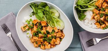 Mapo Tofu with Steamed Bok Choy and Jasmine Rice