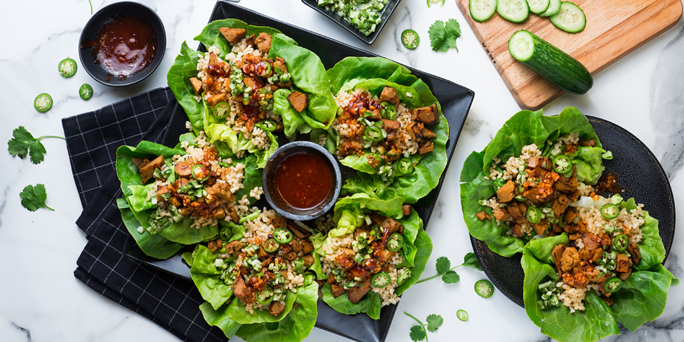 Korean Lettuce Wraps with Seitan and Ssam Sauce