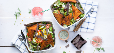 Blackened Tempeh Chopped Salad with Creamy Ranch & Crispy Tortillas