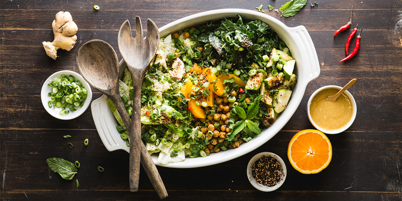 Wicked Healthy Chopped Salad with Charred Vegetables & Ginger-Miso Dressing