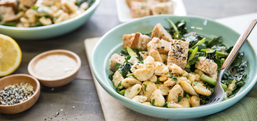 Kale Caesar with Crispy Butter Beans and Everything "Bagel" Croutons