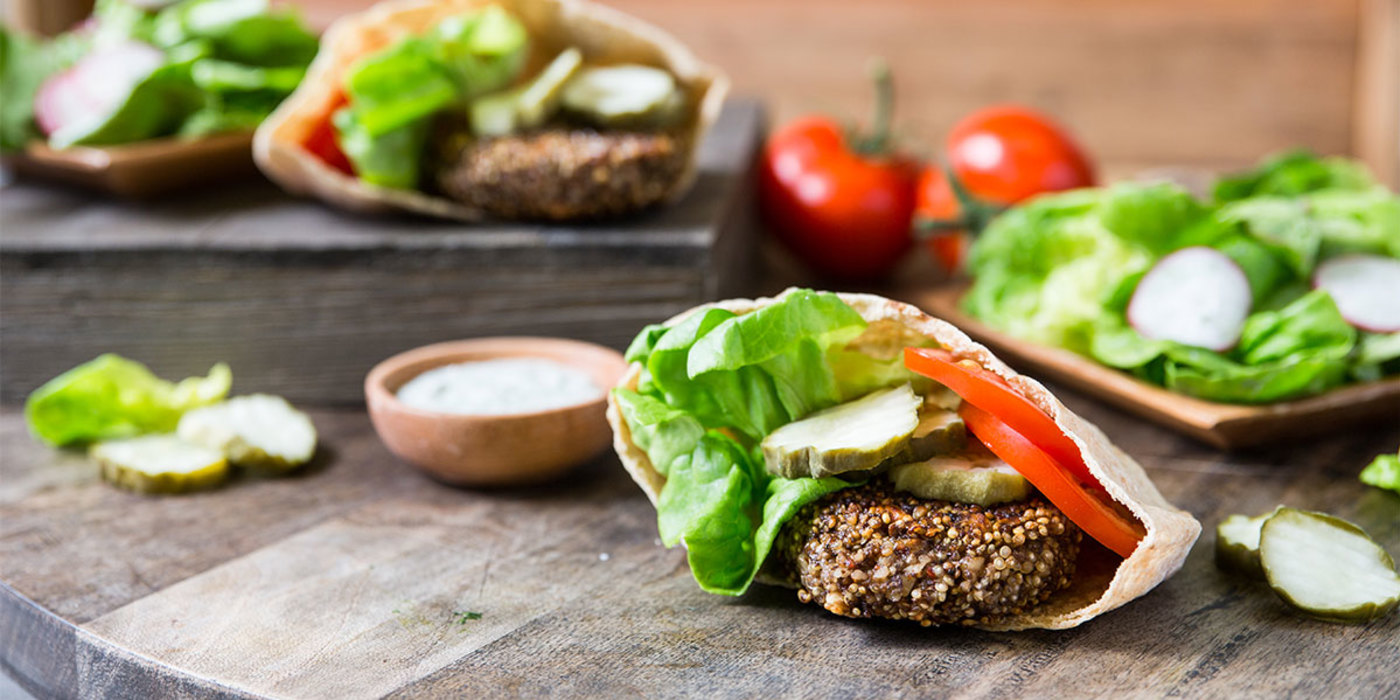 Quinoa Burgers with Creamy Ranch and Butter Lettuce Salad