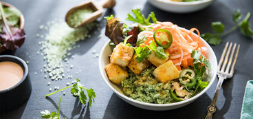Vietnamese Tofu Bowl with Bamboo Rice and Pickled Vegetables