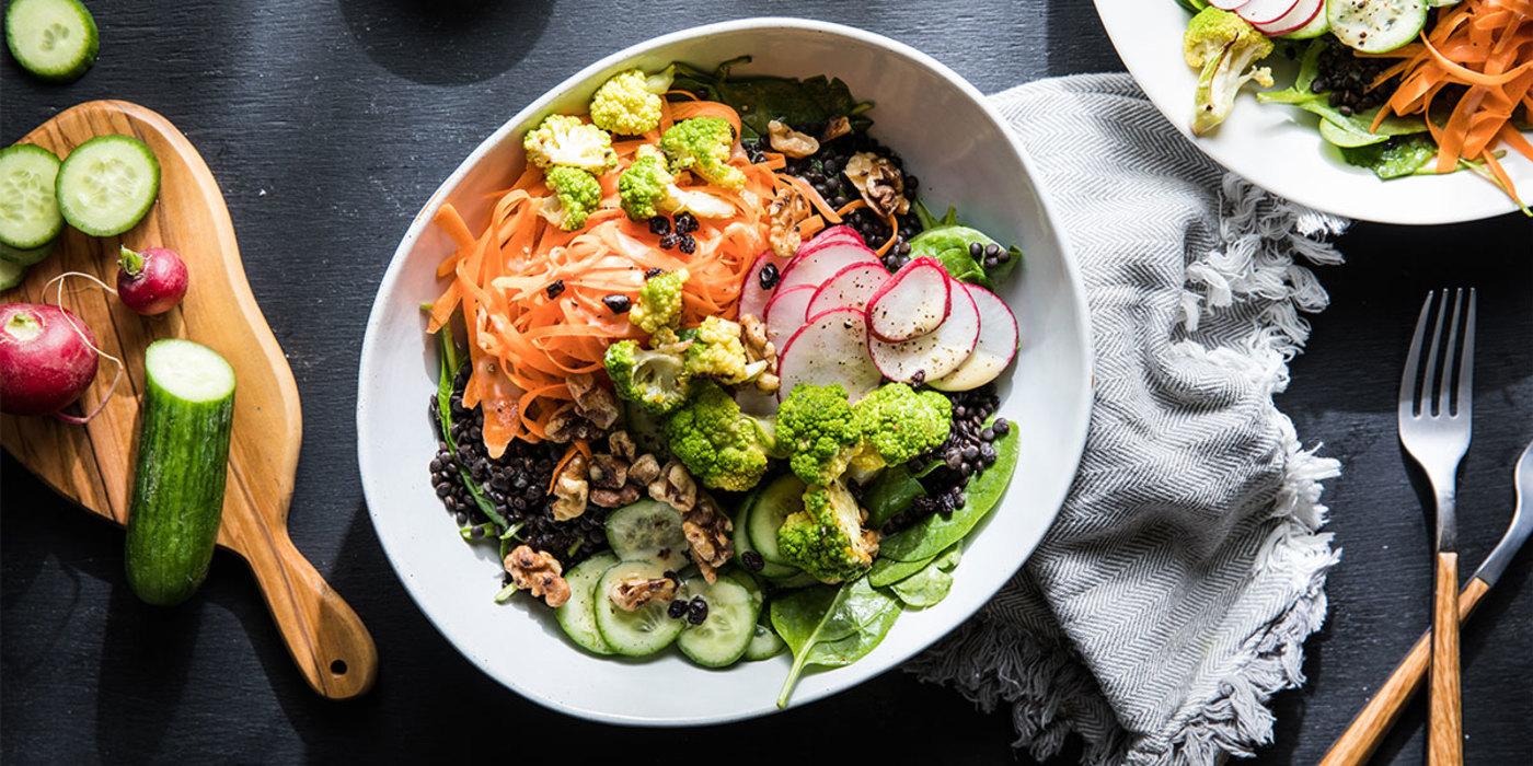 Power Bowl with Rainbow Vegetables and Zesty Dijon Dressing