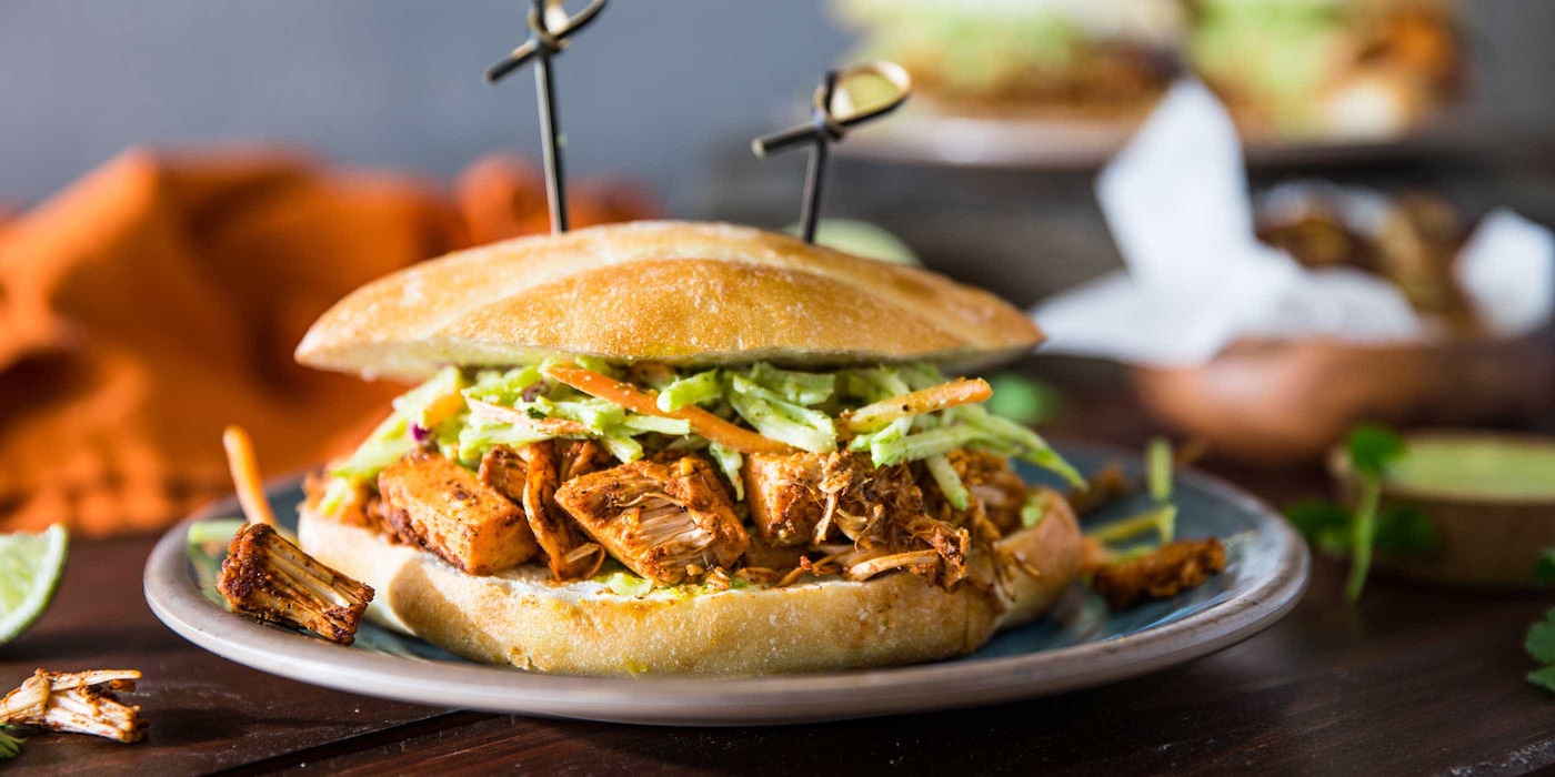 Peruvian Jackfruit Torta with Aji Verde and Crispy Plantains