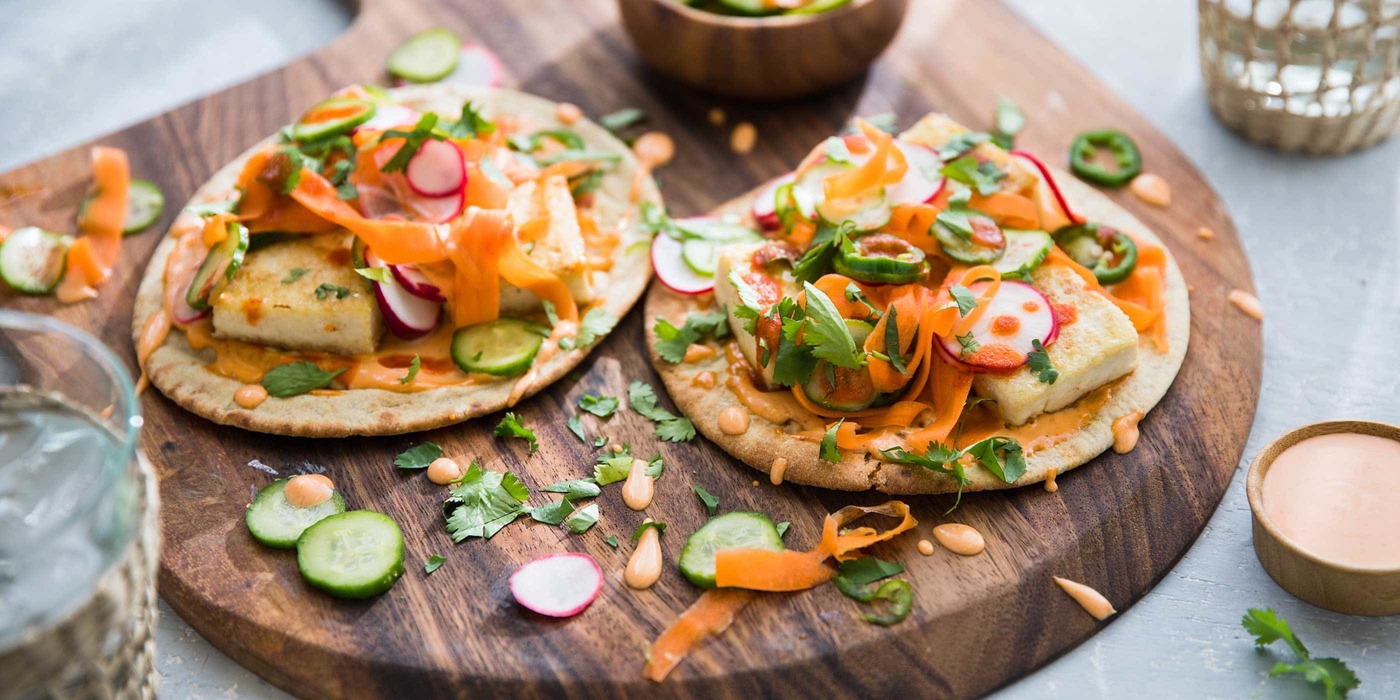 Banh Mi Flatbread with Pickled Veggies and Spicy Mayo