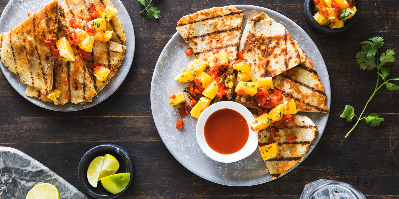 Corn & Poblano Quesadillas with Black Beans & Peppadew Salsa Corn & Poblano Quesadillas with Black Beans & Peppadew Salsa