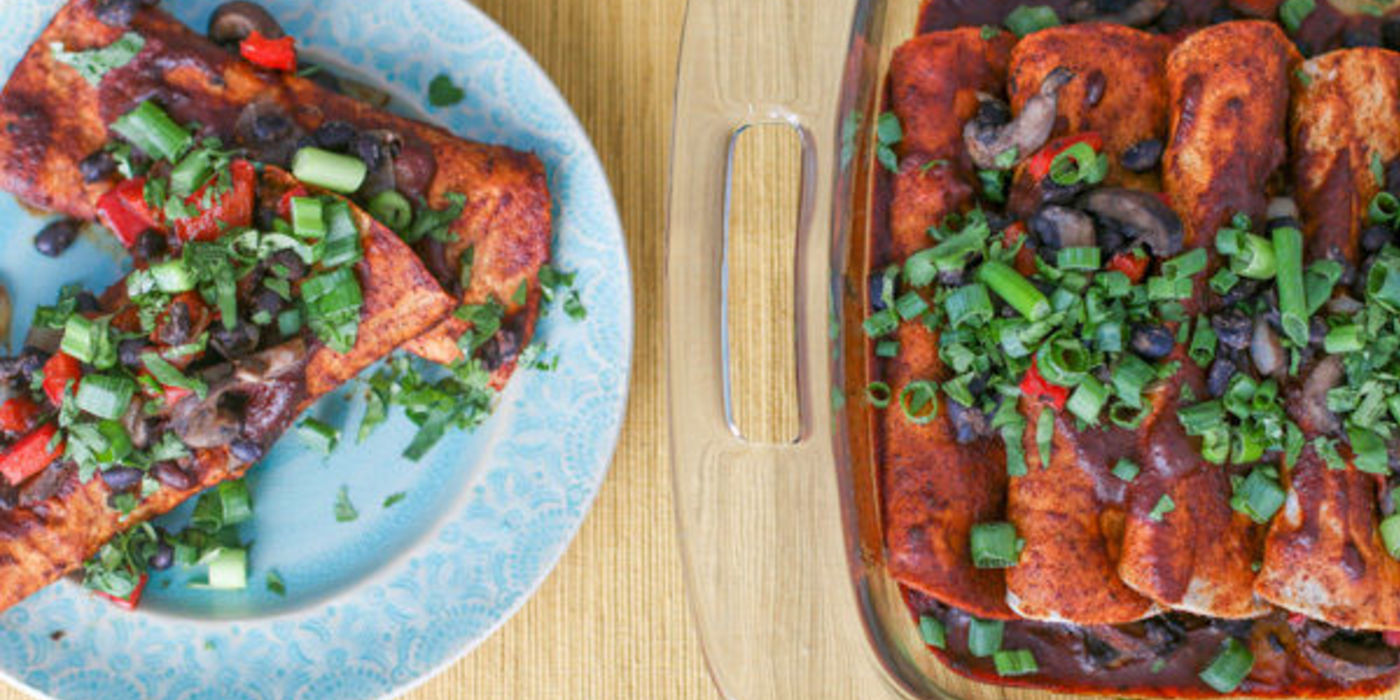 Black Bean Mushroom and Red Pepper Enchiladas Black Bean Mushroom and Red Pepper Enchiladas