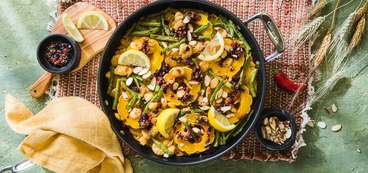 Delicata Squash Paella with Saffron & Olives