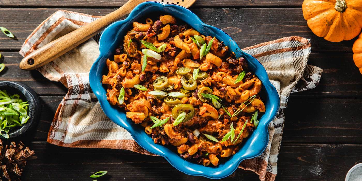 Chili Mac with Red Beans & Pickled Jalapeños Chili Mac with Red Beans & Pickled Jalapeños