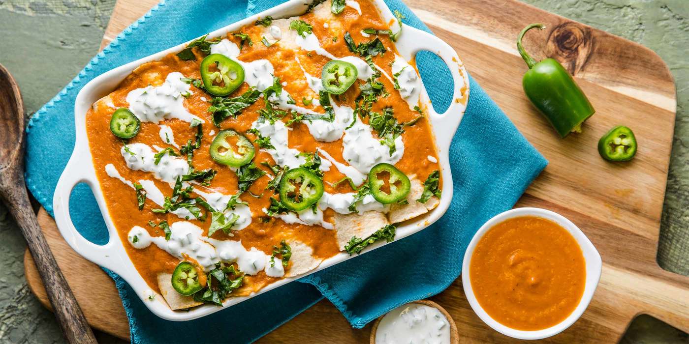 Black Bean & Butternut Enchiladas with Kale & Salsa Roja Black Bean & Butternut Enchiladas with Kale & Salsa Roja