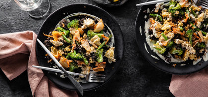 Crispy Sheet Pan Tofu with Beluga Lentils & Miso Power Dressing