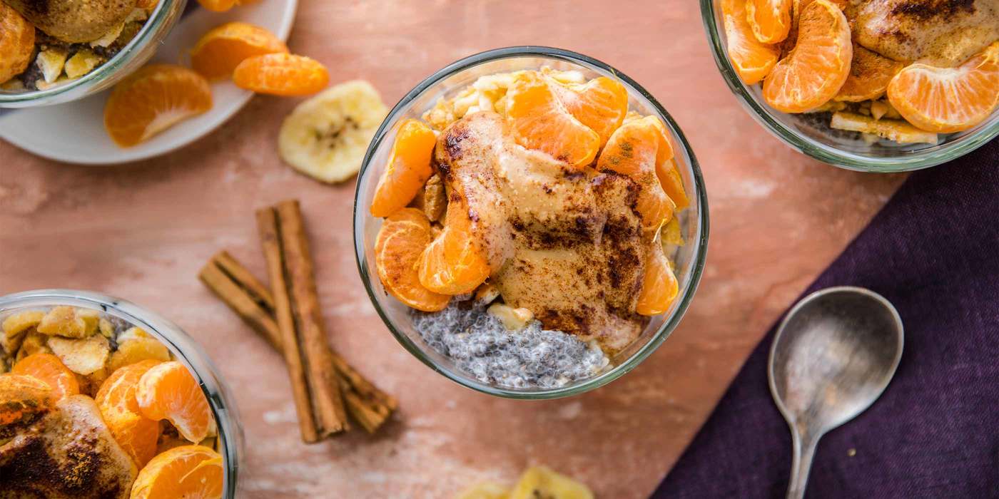 Overnight Peanut Butter Chia Pudding with Clementine & Banana Overnight Peanut Butter Chia Pudding with Clementine & Banana