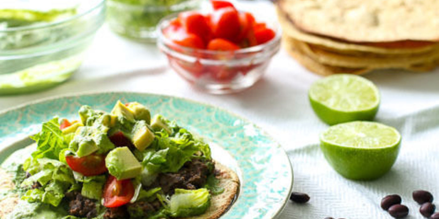 Black Bean Tostadas with Cilantro-Cashew Cream Black Bean Tostadas with Cilantro-Cashew Cream