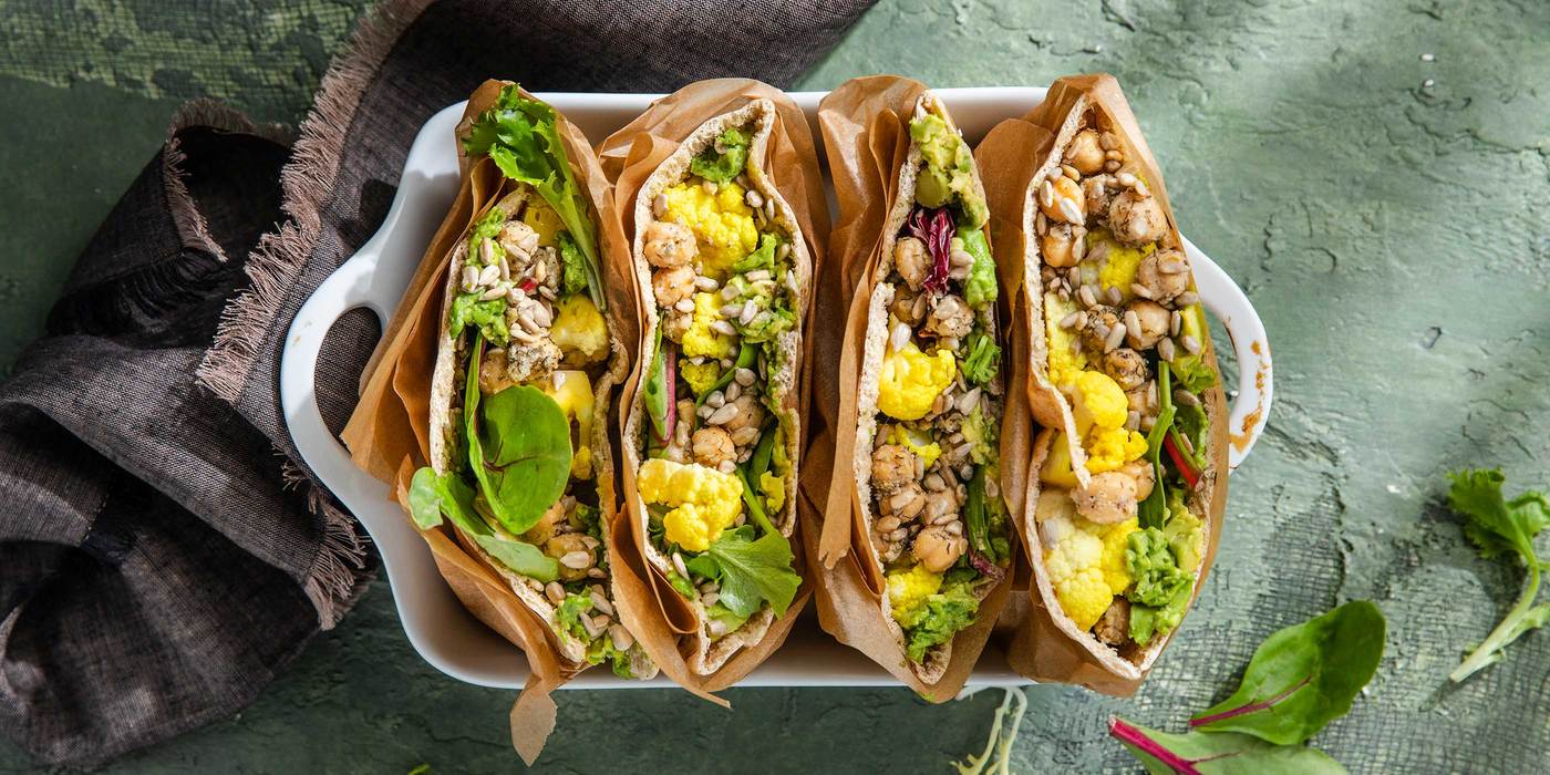 Smashed Avocado Pitas with Herbed Chickpeas & Curried Pickled Cauliflower Smashed Avocado Pitas with Herbed Chickpeas & Curried Pickled Cauliflower