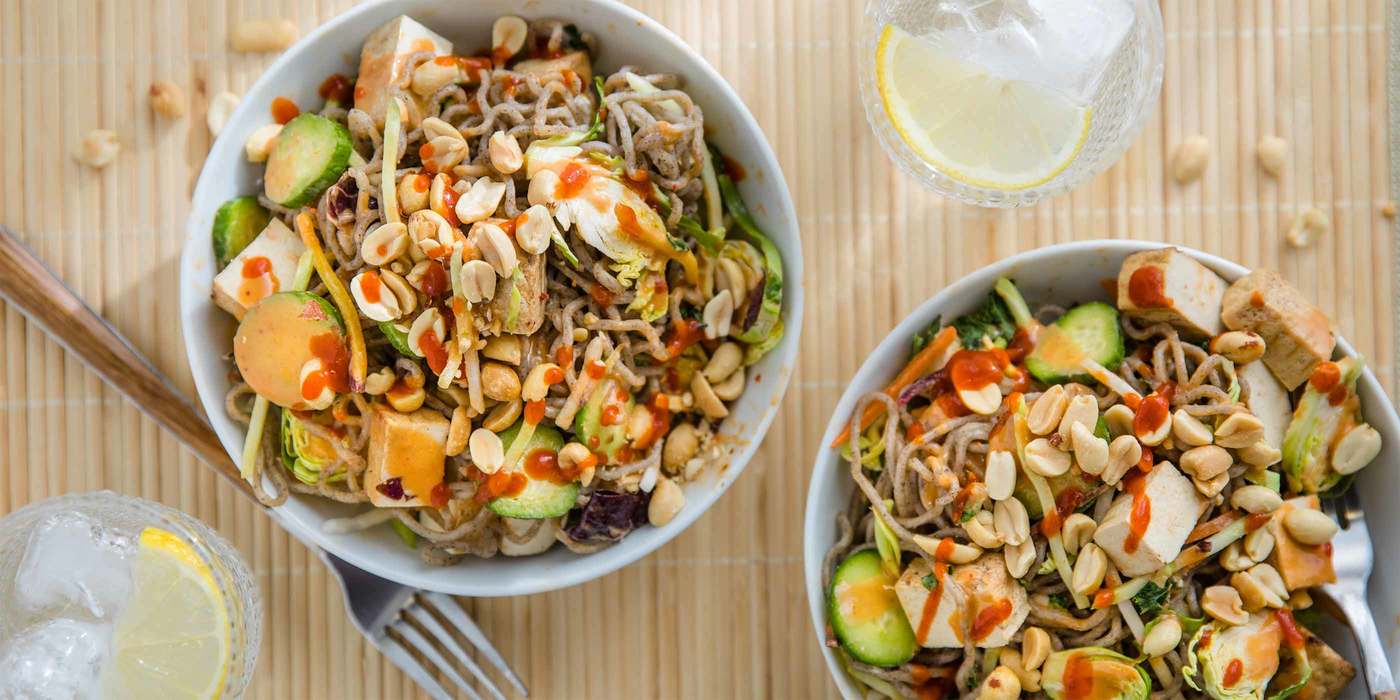 Thai Vegetable Peanut Noodles with Baked Tofu & Cucumber Thai Vegetable Peanut Noodles with Baked Tofu & Cucumber