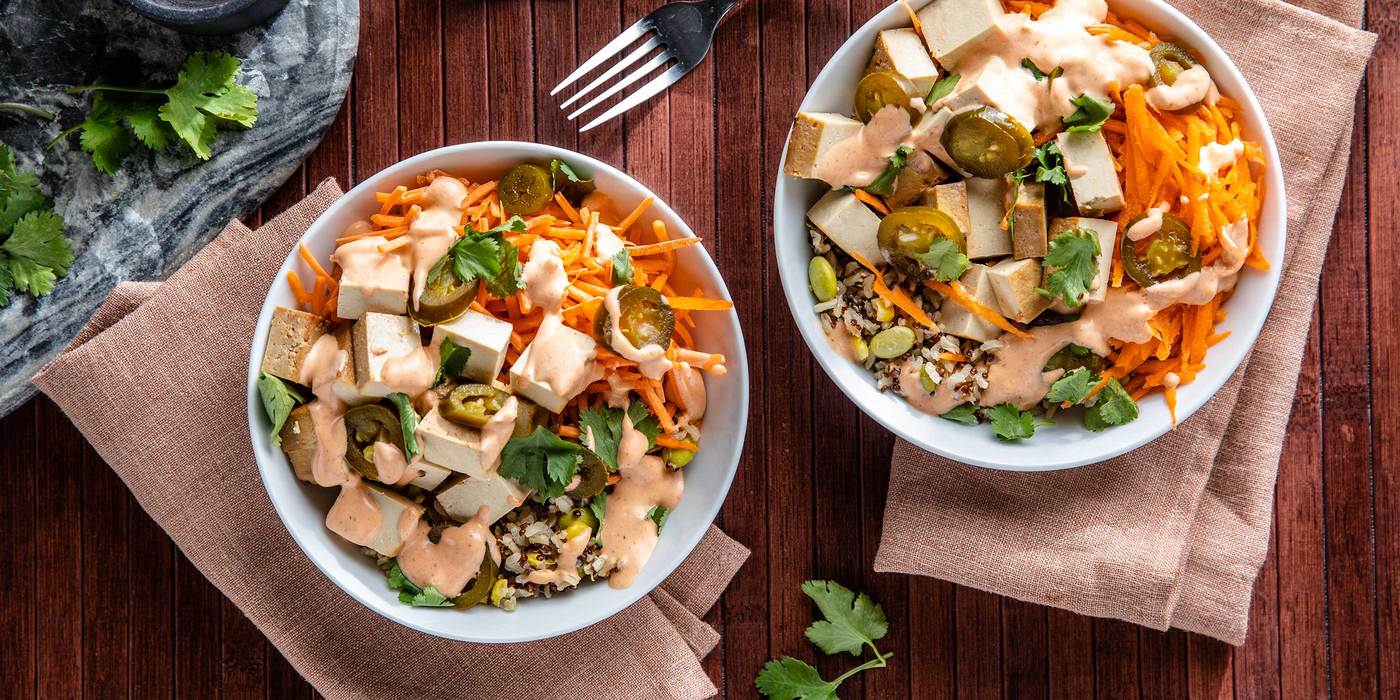 Brown Rice Banh Mi Bowls with Edamame & Pickled Jalapeños Brown Rice Banh Mi Bowls with Edamame & Pickled Jalapeños