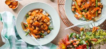 368 173 vegan tempeh vegetable korma with basmati rice mango chutney hero