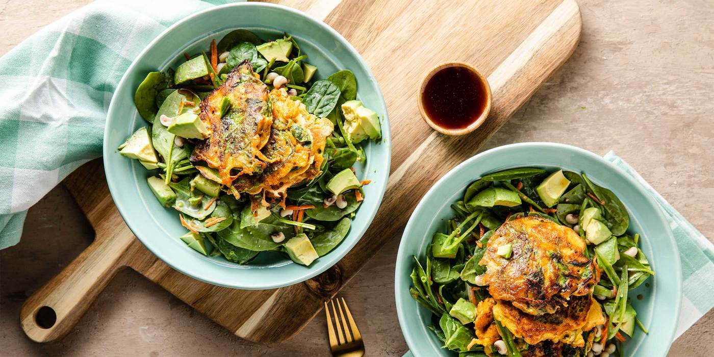 Carrot Spinach Socca with Black-Eyed Pea Salad & Tamarind Sauce Carrot Spinach Socca with Black-Eyed Pea Salad & Tamarind Sauce