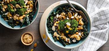 Crispy Butter Bean Bowl with Broccoli & Creamy Miso Dressing