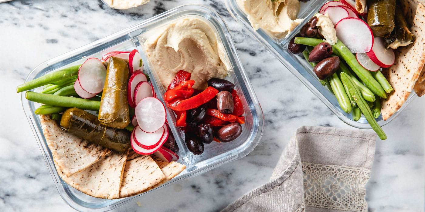 Hummus Bowls with Stuffed Grape Leaves & Whole Wheat Pita Hummus Bowls with Stuffed Grape Leaves & Whole Wheat Pita
