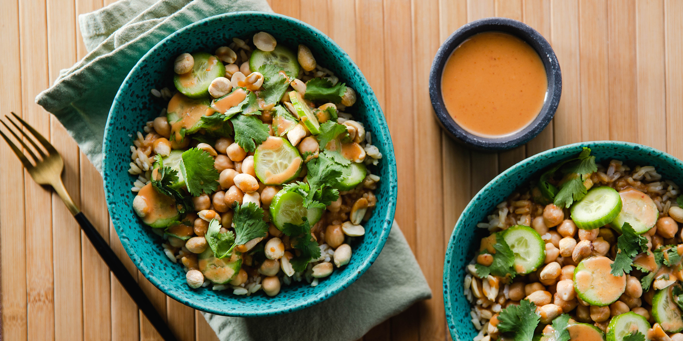 Thai Peanut Chickpea Bowls with Fresh Cilantro Thai Peanut Chickpea Bowls with Fresh Cilantro