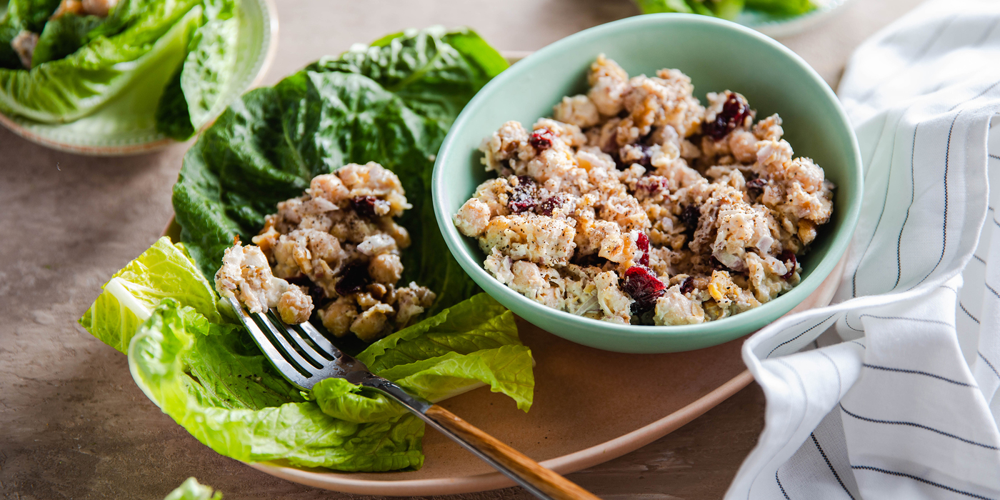 Chickpea Lettuce Cups with Dried Cranberries and Walnuts Chickpea Lettuce Cups with Dried Cranberries and Walnuts