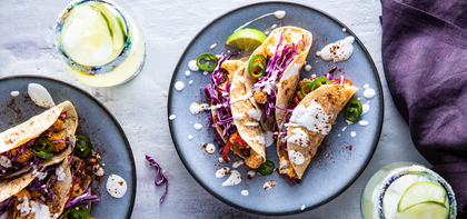 BBQ Cauliflower Tacos with Crispy Tortillas & Lime Crema