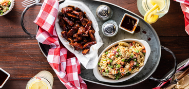 368 173 vegan barbequeseitanwithfusillipastasalad hero