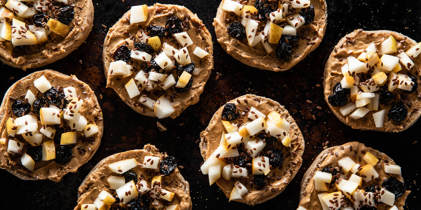 Cashew Butter English Muffins with Tart Cherries & Flaxseeds Cashew Butter English Muffins with Tart Cherries & Flaxseeds