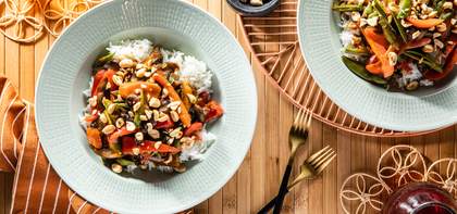 Portobello Panang Curry with Jasmine Rice & Peanuts