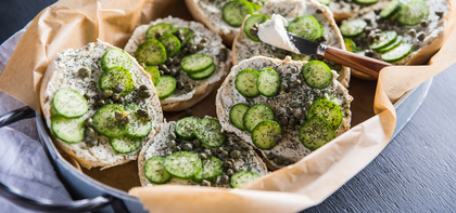 Caper Dill Toasts with Scallion Cashew Cheese