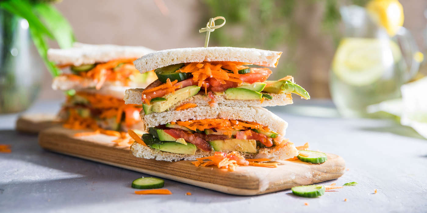 Veggie Avocado Sandwiches with Shredded Carrots & Dijon Mustard