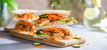 Veggie Avocado Sandwiches with Shredded Carrots & Dijon Mustard