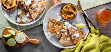 368 173 vegan redandgreenquesadillaswithrefriedlentils hero