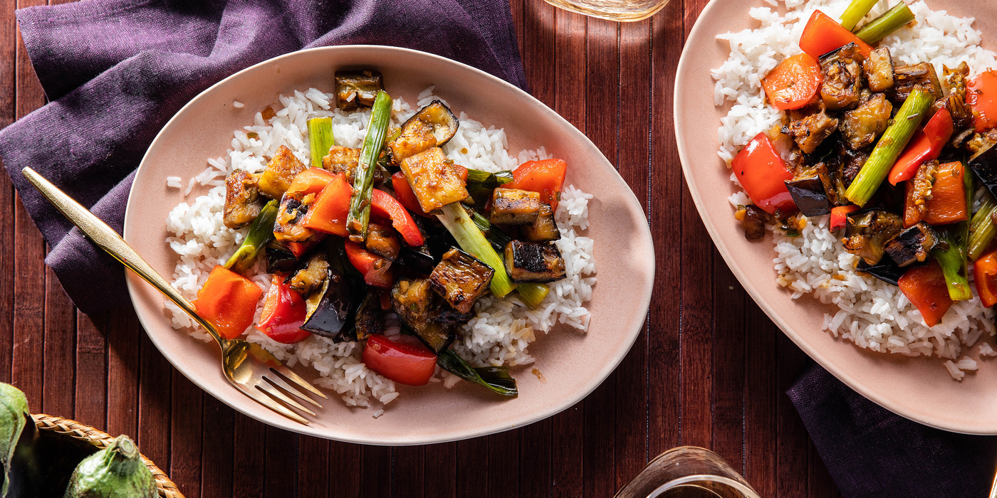 Thai Skillet Eggplant with Coconut Jasmine Rice Thai Skillet Eggplant with Coconut Jasmine Rice
