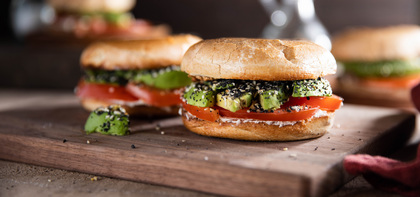 Avocado Bagel Sandwich with Everything Cream Cheese